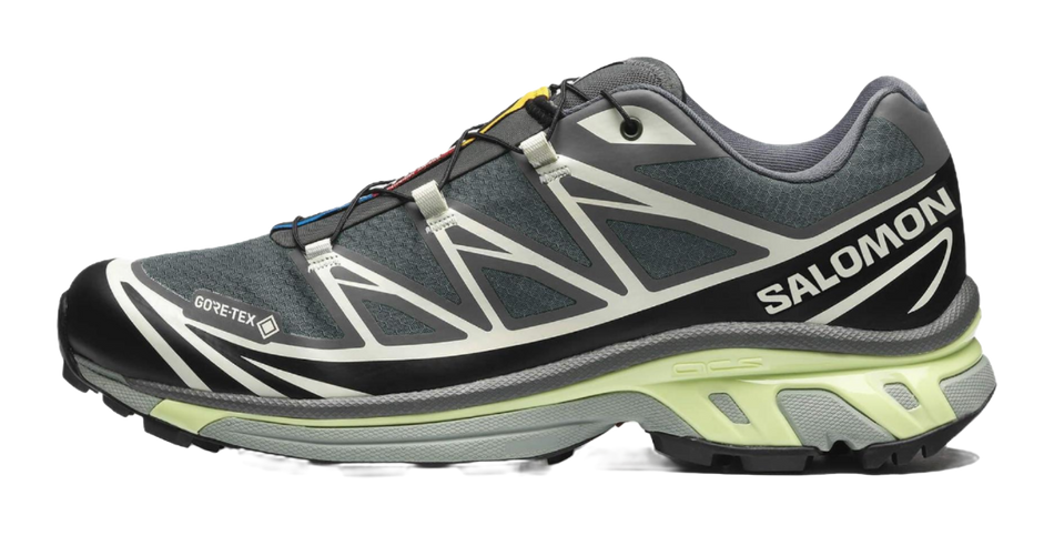 SALOMON XT 6 Waterproof Low Top Running Shoes Unisex Urban Gray Black Lime Cream  vjsneaker.com