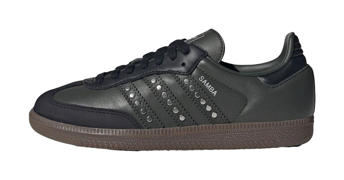 Samba Wmns Adidas Originals Og Studded Stripes - Dark Khaki Black Womens  vjsneaker.com