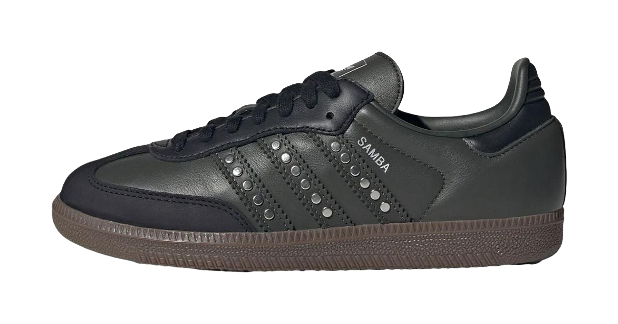 Samba Wmns Adidas Originals Og Studded Stripes - Dark Khaki Black Womens  vjsneaker.com