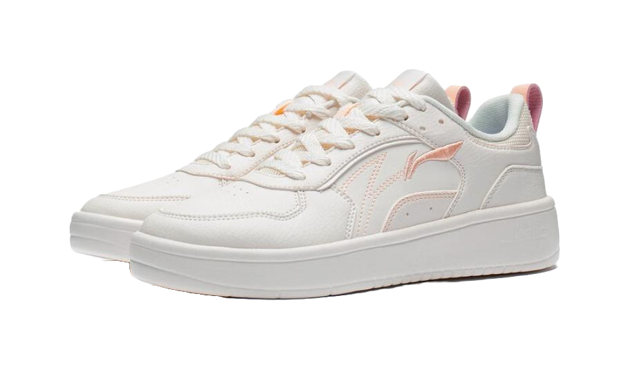 LiNing Spike Years Anti Slip Wear Resistant Breathable Height Increasing Low Top Skateboard Shoes Women's Mist White 