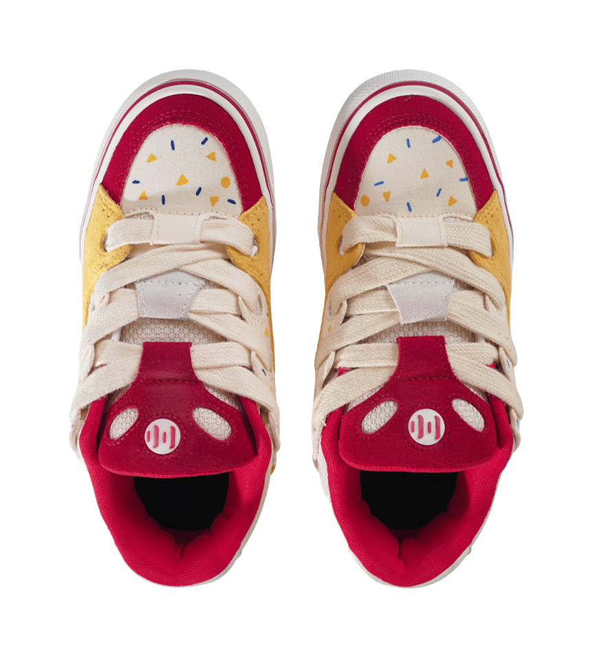 Ollieskate Slip Resistant, Abrasion Resistant, Lightweight Low top Skateboard Shoes Unisex Red Yellow 