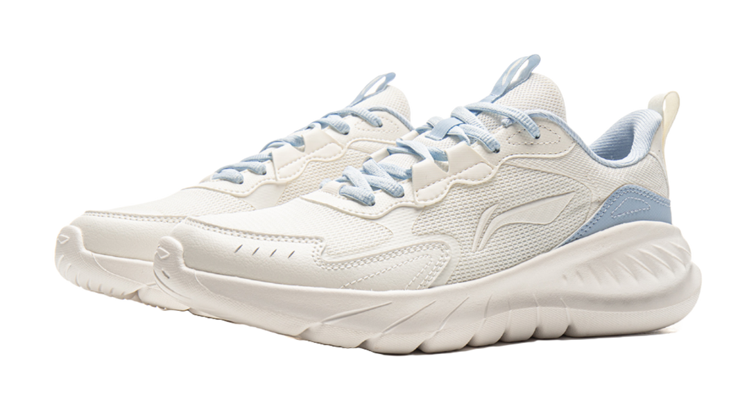 LiNing Cushioning, Abrasion Resistant, Breathable, Lightweight Low Top Sprint Running Shoes Women's White Blue 