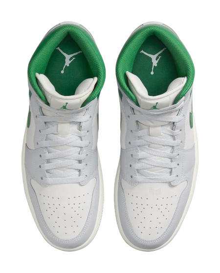Jordan 1 Mid White Pure Platinum Pine Green  vjsneaker.com