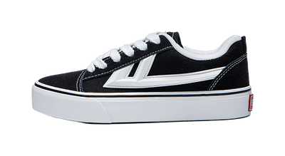 Warrior Back To School Selected, Casual Puffy Shoes Wear resistant And Lightweight Low top Canvas Shoes Unisex Black 