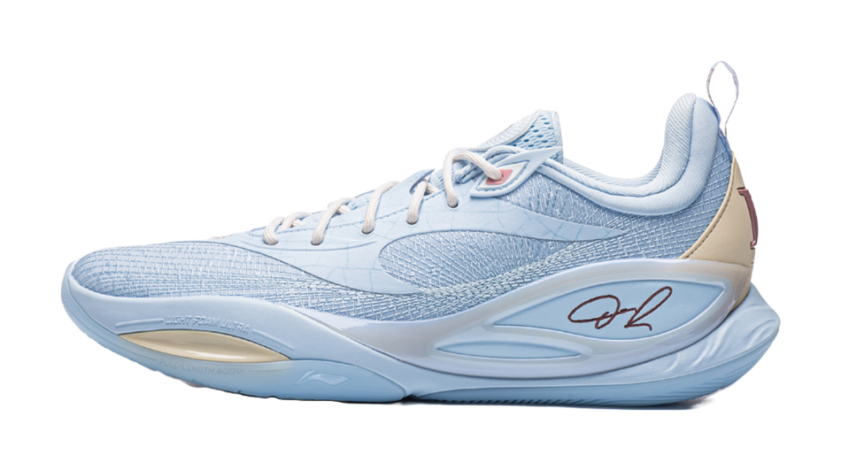 Unisex low-top basketball shoes in glacier blue, lace-up with cushioned sole