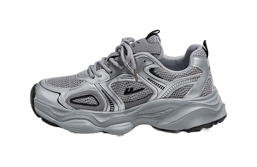 Warrior Slip Resistant, Abrasion Resistant, Breathable Low top Chunky Sneakers Men's Gray Silver 