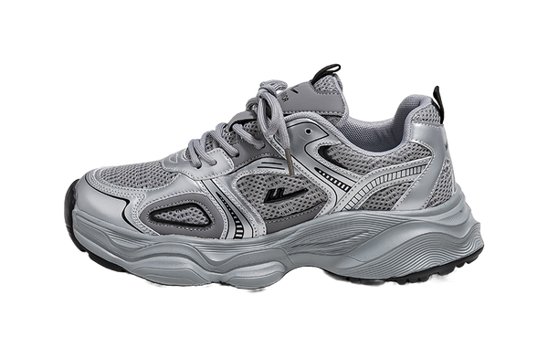 Warrior Slip Resistant, Abrasion Resistant, Breathable Low top Chunky Sneakers Men's Gray Silver 