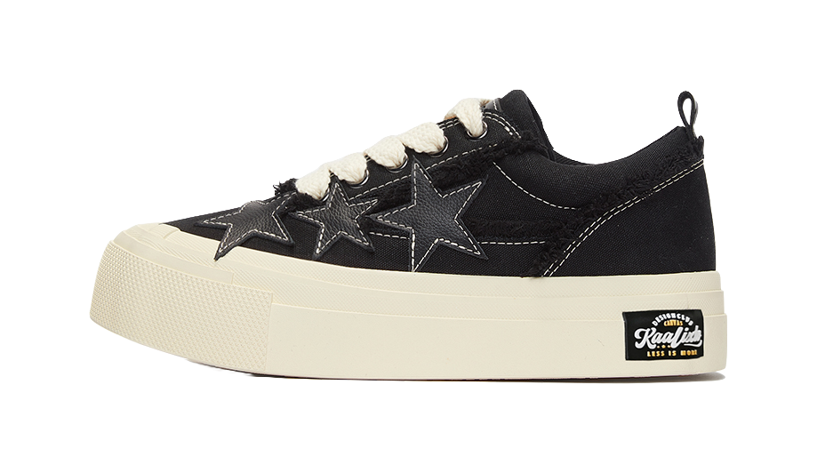 KAALIXTO S.L.U. Lows 'Black Leather' Stars Shoes Low top Canvas Shoes Unisex Black