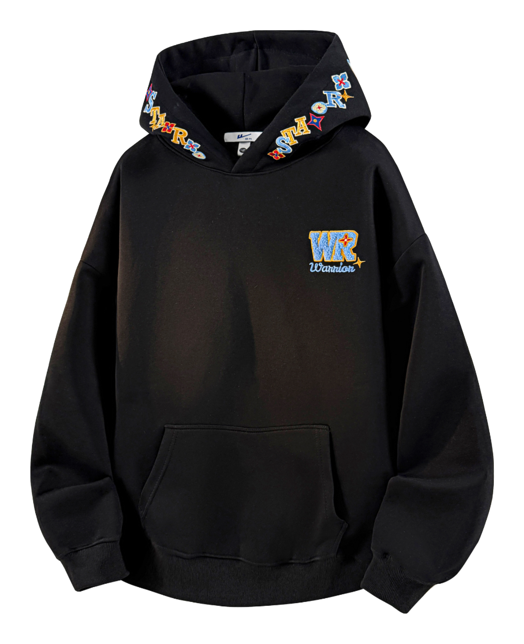 Warrior Warrior American Basic Retro Fun Embroidered Letter Logo Loose Casual Trend Versatile Windproof College Style Sports Couple Hooded Long Sleeve Thick Velvet Hoodie for Men and Women  vjsneaker.com