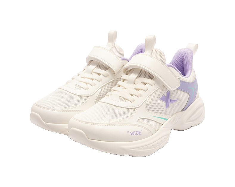 XTEP Health Growth Rebound Support Breathable Slip Resistant Low top Running Shoes Sail White Taro Purple 33 40 Kids' 