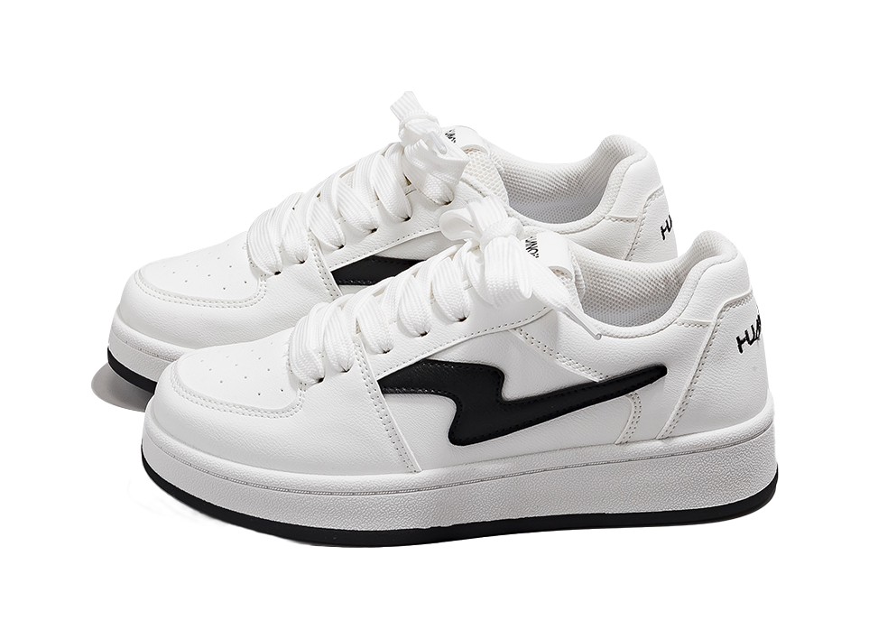 HUANQIU Slip Resistant, Abrasion Resistant, Lightweight Low top Skateboard Shoes Women's Black White 