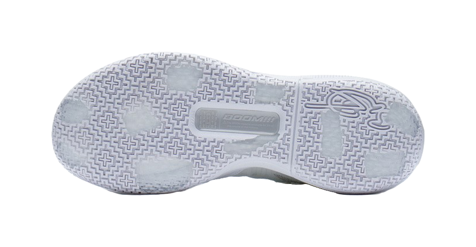 White rubber outsole with multidirectional traction pattern
