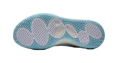 Kids low-top sneaker outsole in light blue with herringbone and circular traction tread