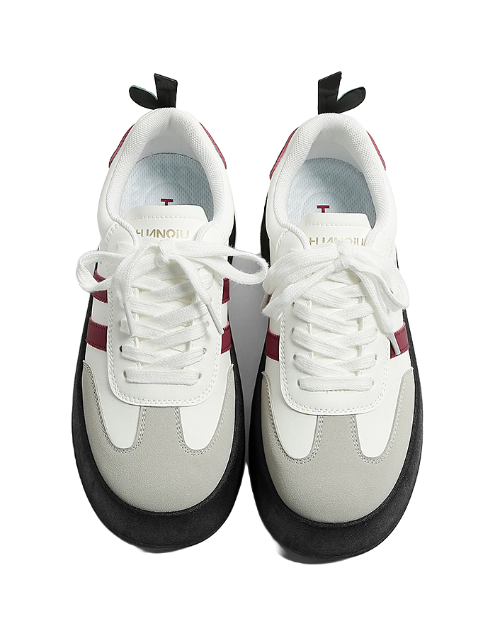 HUANQIU Slip Resistant Abrasion Resistant Low top Skateboard Shoes Women's White Red 