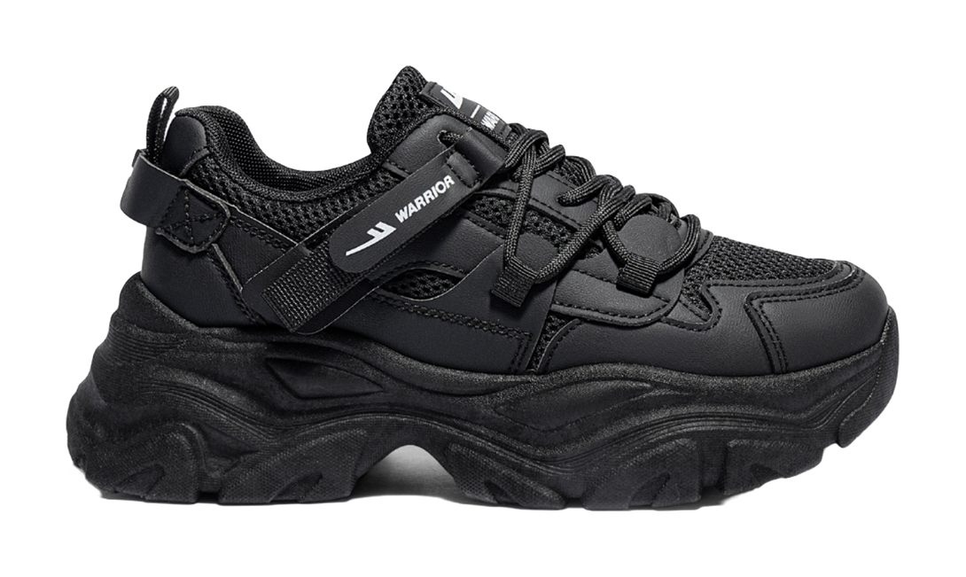 Warrior Cushioning Abrasion Resistant Breathable Low top Chunky Sneakers Women's Black 