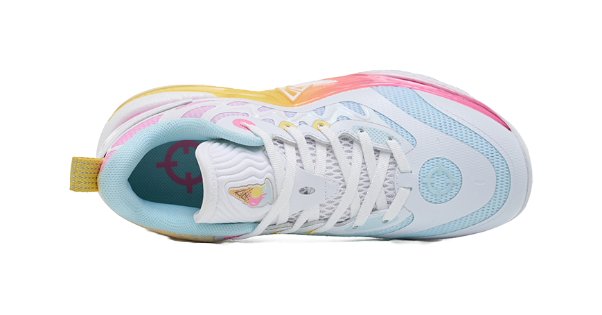 Rigorer Reeves second-generation AR2 ice cream is comfortable, versatile, trendy, anti slip, shock-absorbing, wear-resistant, low top basketball shoe powder, white and yellow children's style  VJSNEAKER