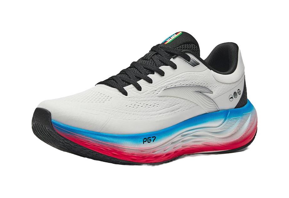 ANTA PG 7 テキスタイル、ラバー 耐摩耗性 ローカット 長距離ランニングシューズ メンズ ホワイト ブルー レッド