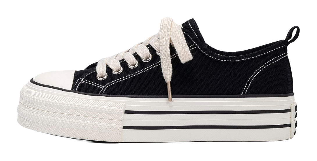 HUANQIU Breathable Lightweight Height Increasing Low Top Canvas Shoes Women's 