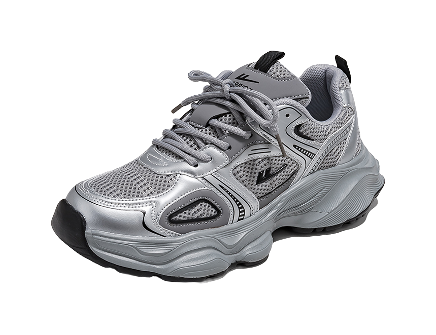 Warrior Slip Resistant, Abrasion Resistant, Breathable Low top Chunky Sneakers Men's Gray Silver 