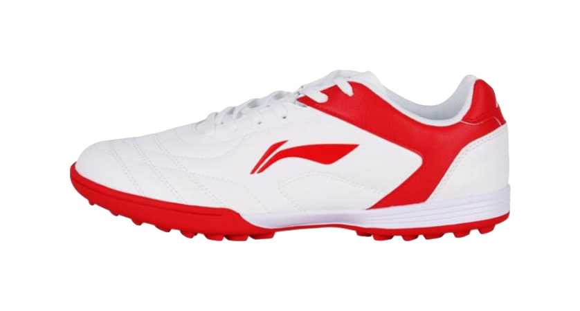LINING YOUNG TF Slip Resistant Anti Kick Cushioning Low Top Kids Soccer Shoes White Red  VJSNEAKER