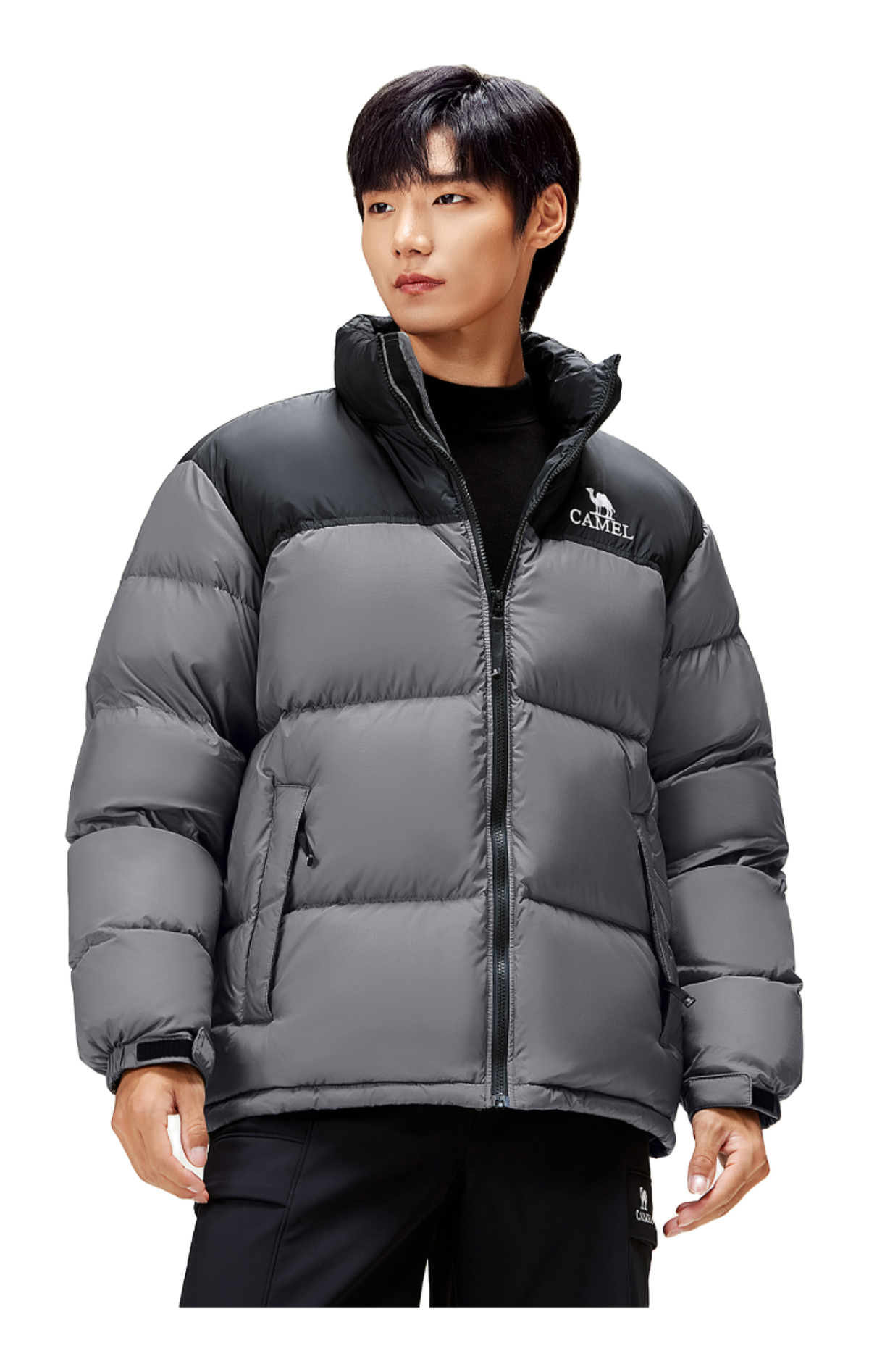 CAMEL Outdoor Color Block Soft Windproof Cold Resistant Down Jacket Unisex  vjsneaker.com