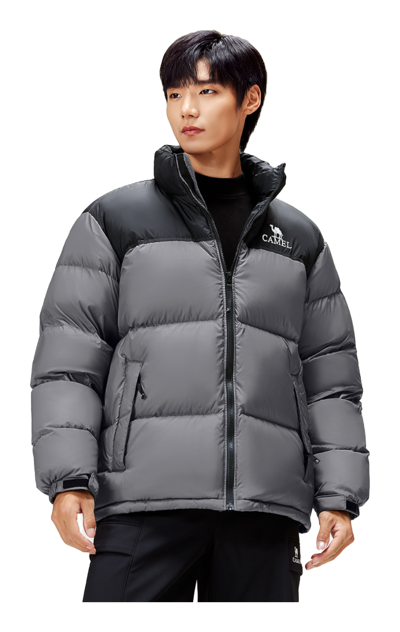 CAMEL Outdoor Color Block Soft Windproof Cold Resistant Down Jacket Unisex  vjsneaker.com