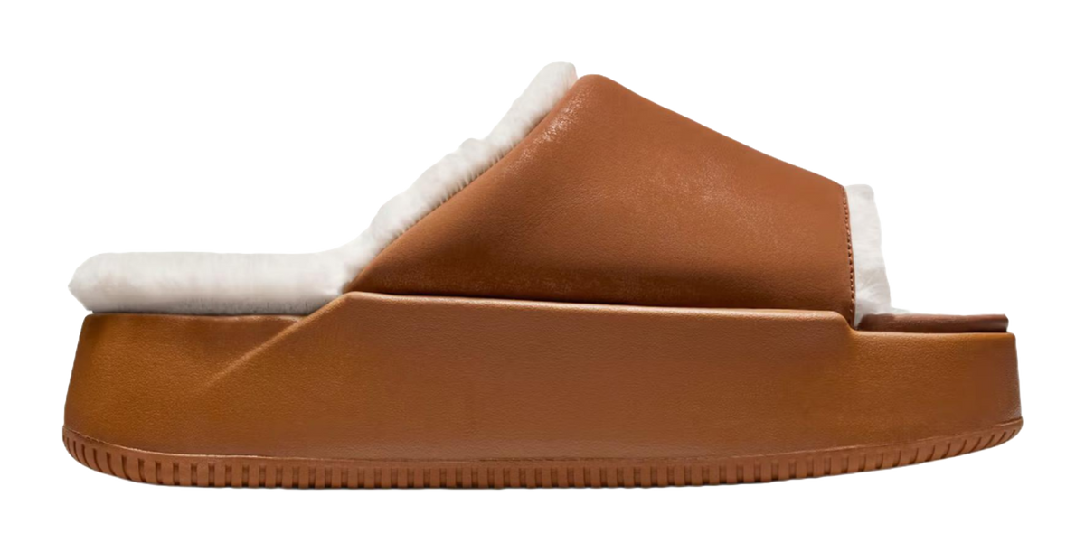 Nike Calm Slide Slippers Womens Brown White  vjsneaker.com
