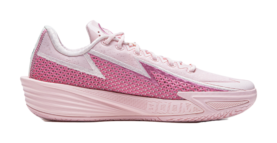 Li Ning Cushioning Slip Resistant Abrasion Resistant Breathable Rebound Grip Low top Basketball Shoes Mens Pink  VJSNEAKER