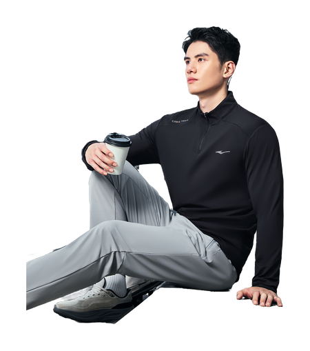 Hongxing Erke Solid Color Retro Comfortable Velvet with Velvet Warmth Urban Business Commuting Leisure Hoodie Long Sleeve Half Open Inner Set Stand up Collar Knitted Shirt Men's Style Obsidian Blue  vjsneaker.com