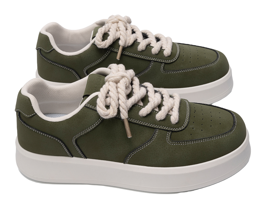 HUANQIU Air Force 1 Coverage Lightweight Height Increasing Low top Skateboard Shoes Men's Black 