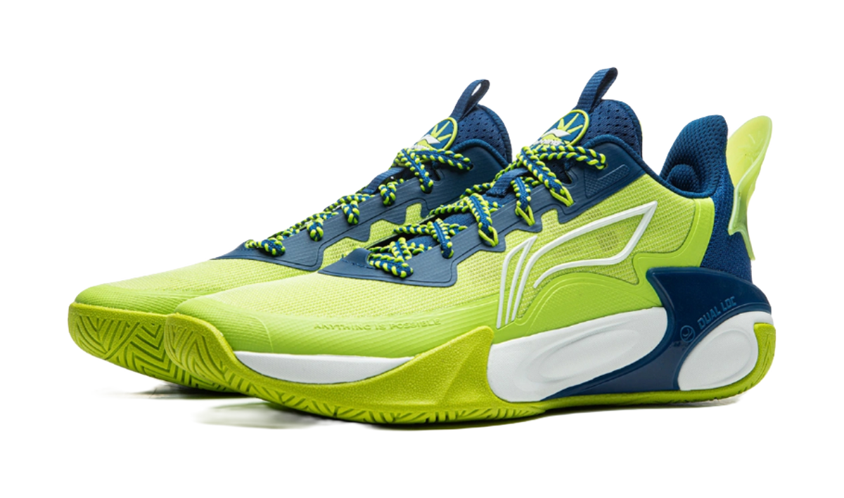 Li Ning YOUNG Fengying 2.0 Low top Childrens Basketball Shoes Green Blue Unisex  VJSNEAKER