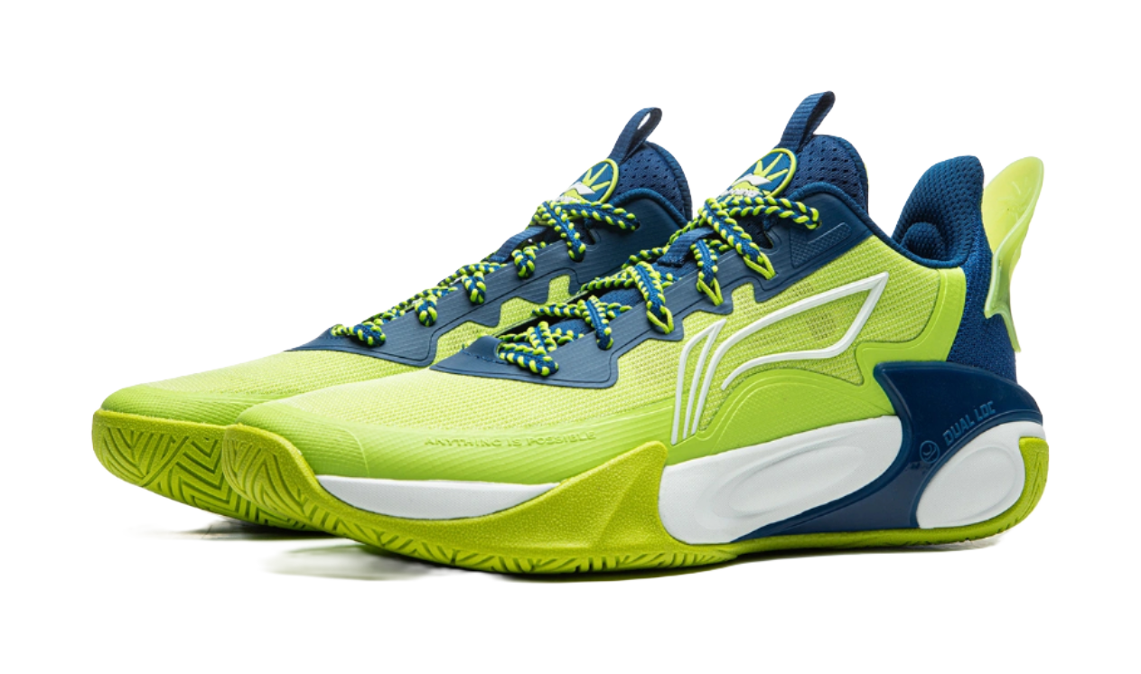 Li Ning YOUNG Fengying 2.0 Low top Childrens Basketball Shoes Green Blue Unisex  VJSNEAKER