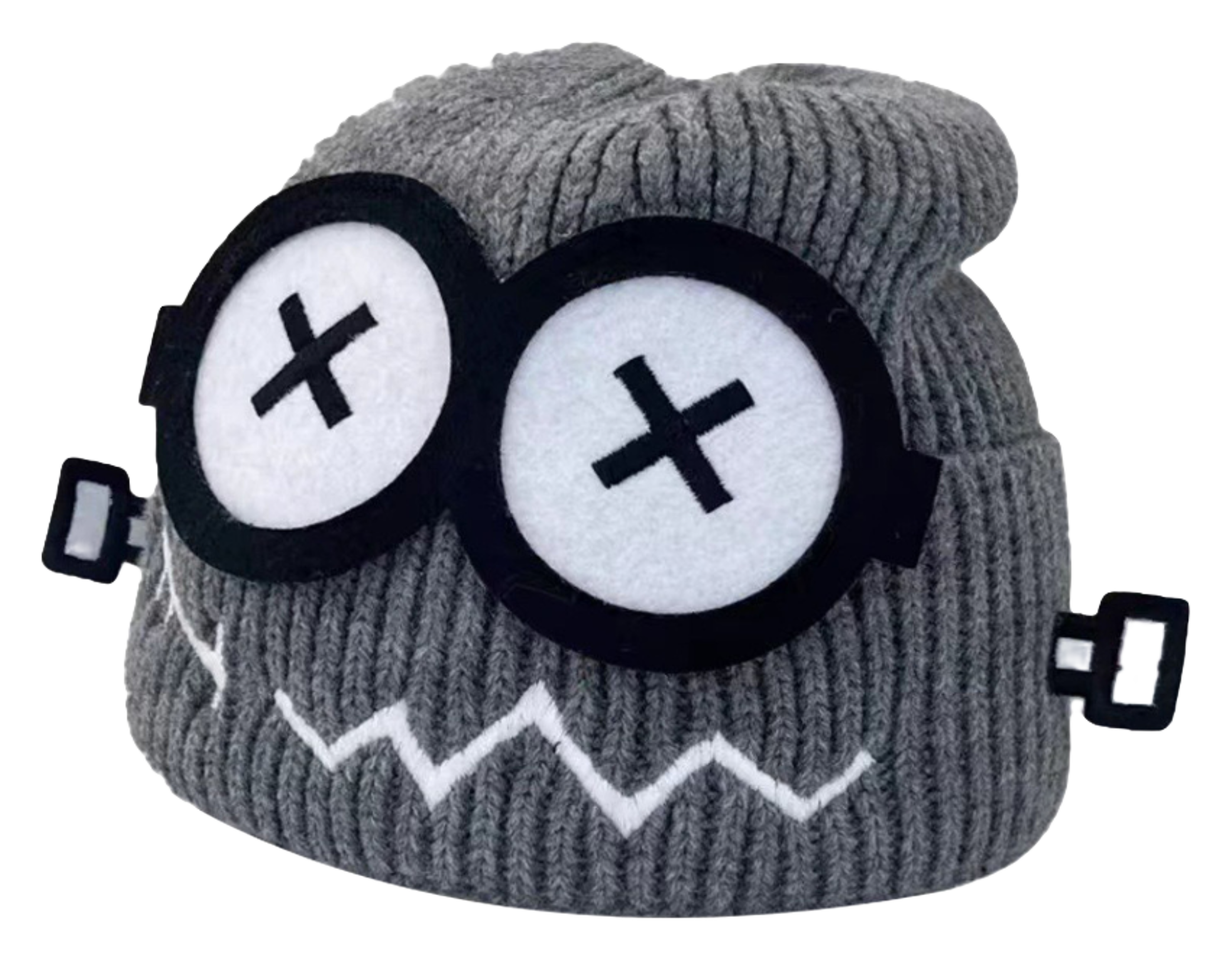 【 Essential for Autumn and Winter 】 IOTS Cute xx Eye Robot Funny Windproof, Warm, Commuting Versatile Polyester Woolen Hat for Men and Women Same Style Couple's Gift for Boys and Girls  vjsneaker.com