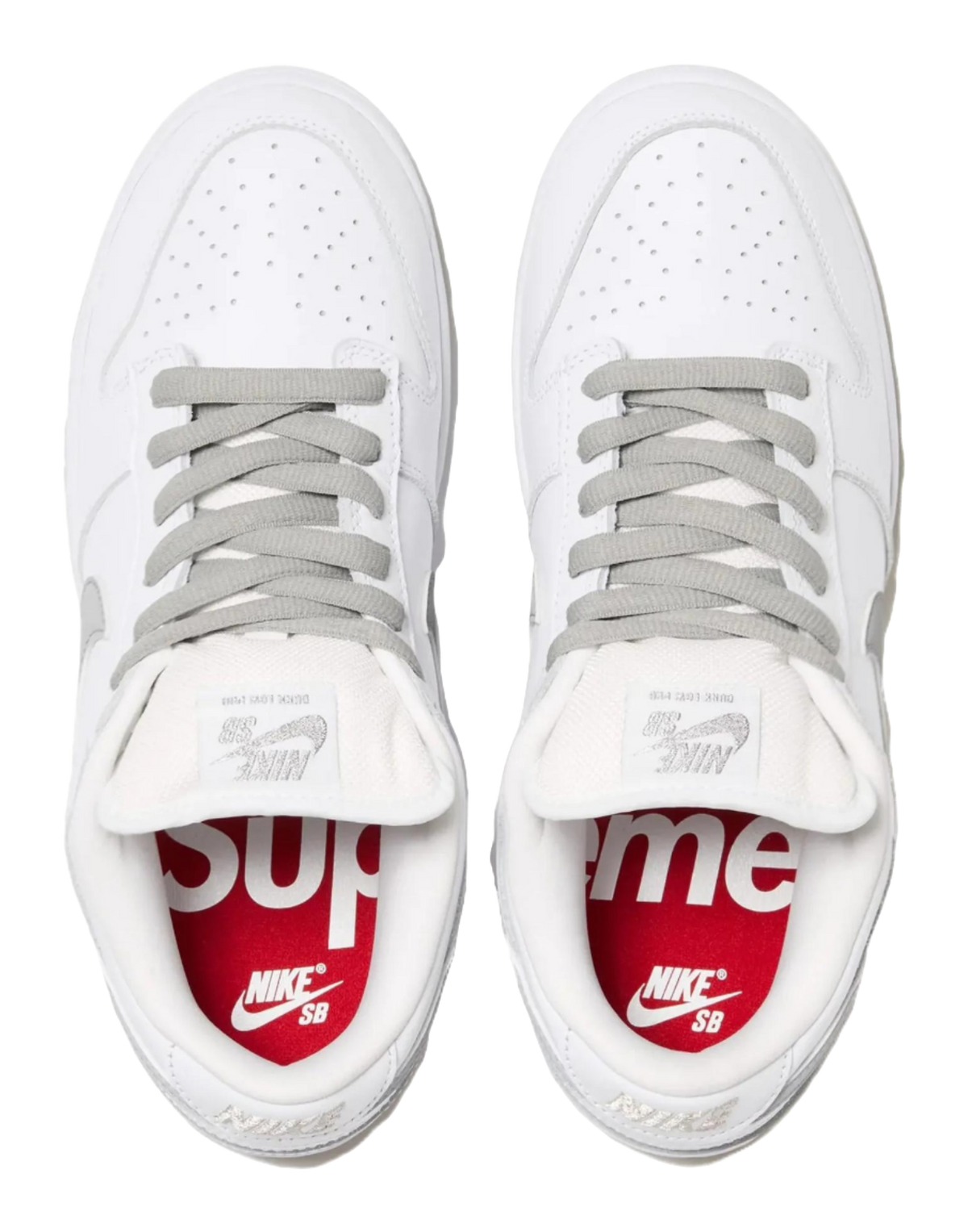 Nike Sb Dunk Low Supreme 94 White Metallic Silver  vjsneaker.com
