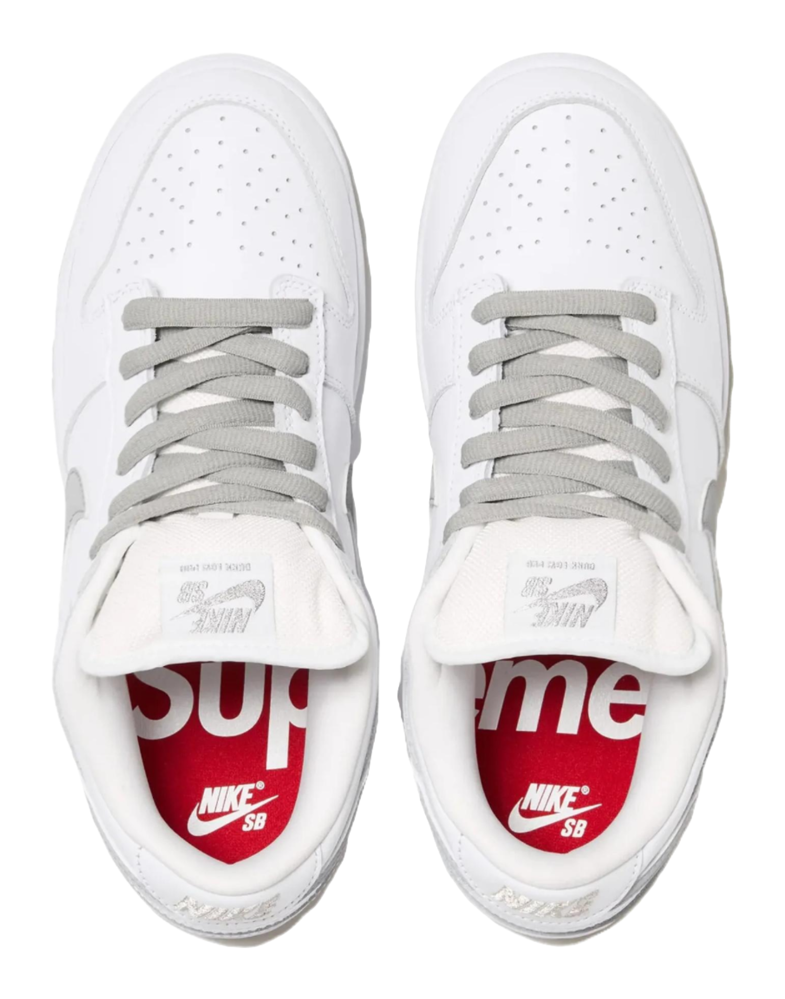 Nike Sb Dunk Low Supreme 94 White Metallic Silver  vjsneaker.com