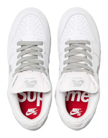 Nike Sb Dunk Low Supreme 94 White Metallic Silver  vjsneaker.com