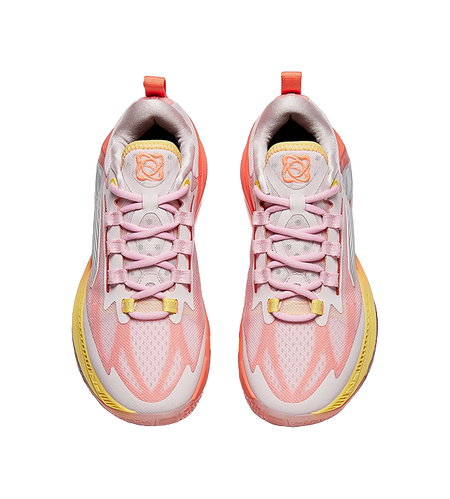 Anta Zap 1 Slip Resistant Abrasion Resistant Support Low top Childrens Basketball Shoes Pink Orange Kids  VJSNEAKER