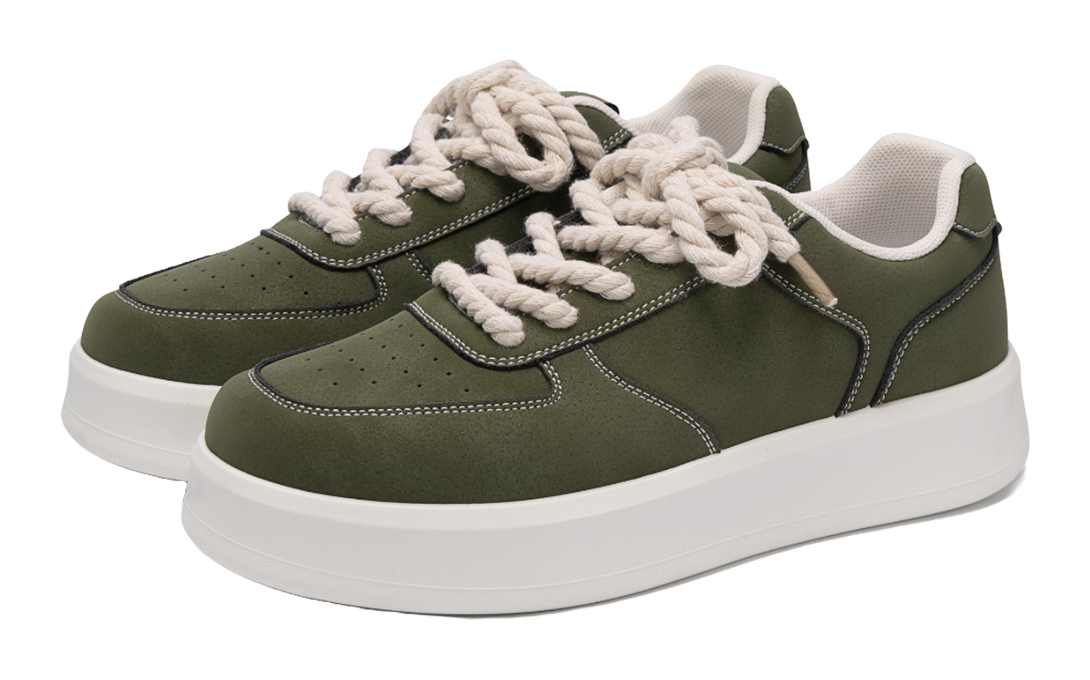 HUANQIU Air Force 1 Coverage Lightweight Height Increasing Low top Skateboard Shoes Men's Black 