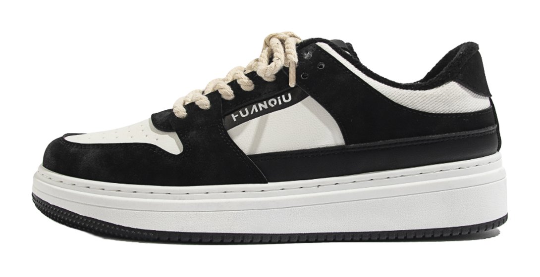 HUANQIU Thickened And Fleece Lined Thin Cotton, Air Force 1 Low top Skateboard Shoes Men's White Black 