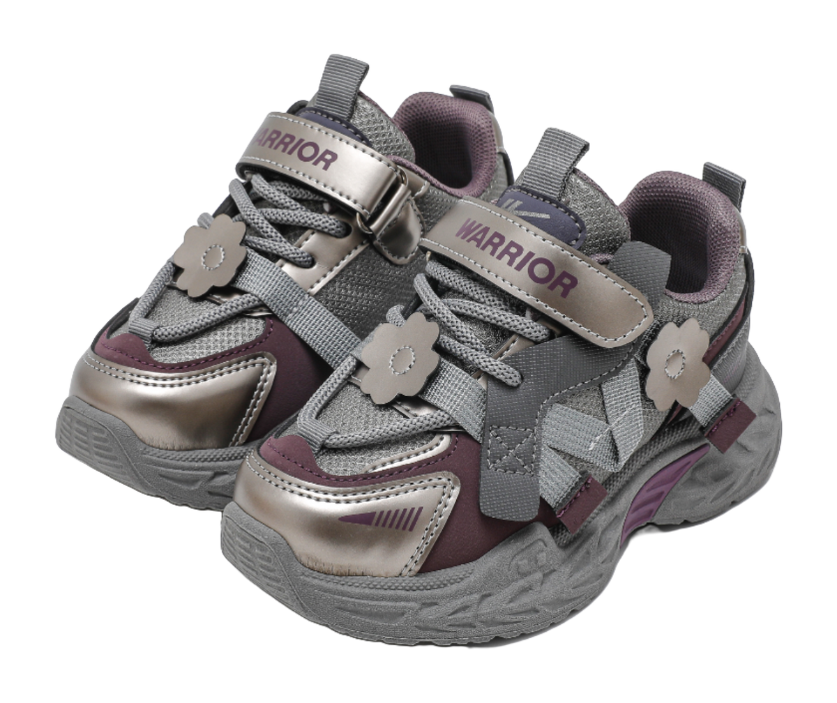 Warrior girls' sports shoes made of synthetic leather, comfortable, versatile, wear-resistant, lightweight, shock-absorbing, low top, girls' casual shoes for children  VJSNEAKER