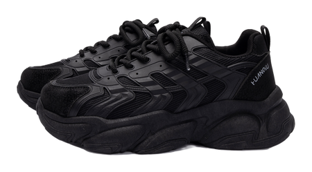 HUANQIU Slip Resistant Coverage, Lightweight, Height Increasing Low top Chunky Sneakers Mens Black  vjsneaker.com