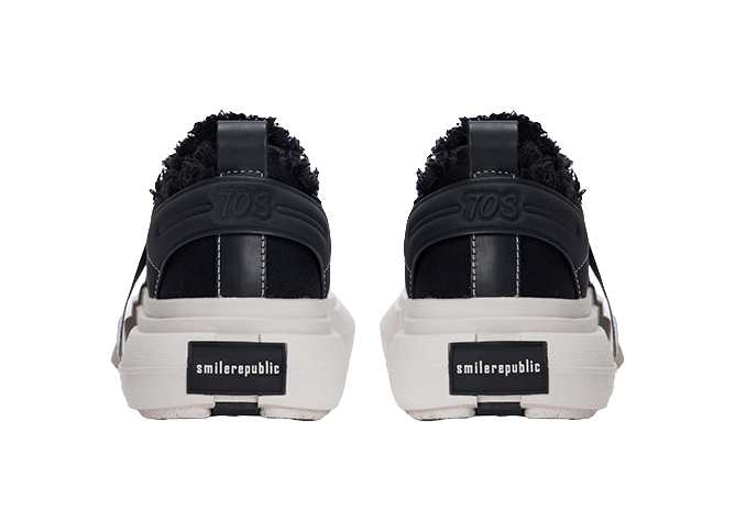 SMILEREPUBLIC 70s Classic Black Low top Canvas Shoes Unisex Black 