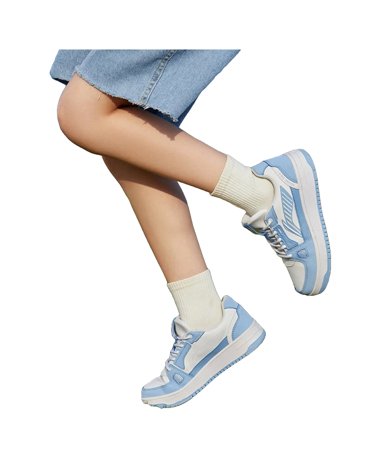 LINING YOUNG Sports Life Collection Low Top Kids' Skateboarding Shoes White Blue 