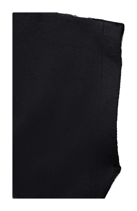 Close-up of black hoodie fabric texture with neat stitching