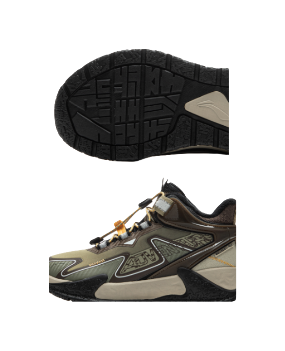 LINING YOUNG Outdoor Slip Resistant Cushioning Rebound Thermal Mid Top Kids Outdoor Shoes Agarwood Green Kids  VJSNEAKER