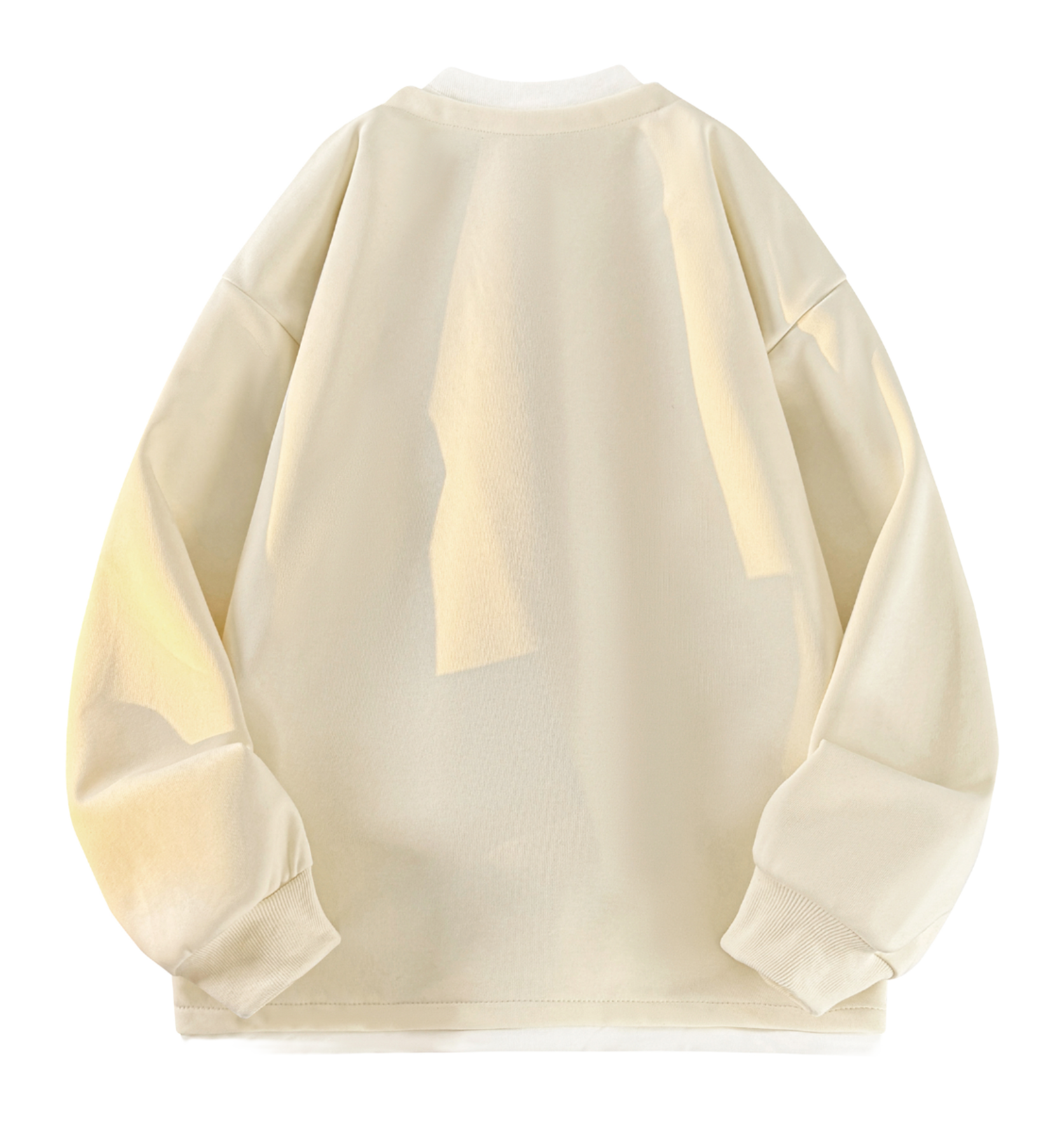 Warrior Revival Wind and Wave Series American Trendy College Style Letter Print Color Contrast Splicing Fake Two Piece Loose Casual Versatile Hoodie Bottom Wear Warm Henley Collar Long Sleeve T-shirt Unisex  vjsneaker.com