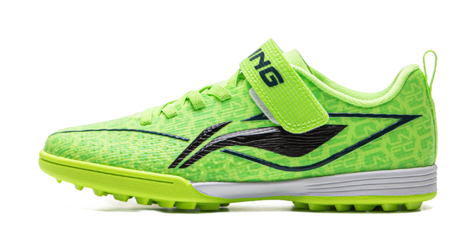 Li Ning YOUNG Soccer Ball Low top Kids Soccer Shoes Fluorescent Vanilla Green/Black Kids  VJSNEAKER
