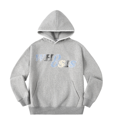 WHOOSIS floral denim patchwork embroidery casual loose and versatile campus autumn and winter comfortable hoodie with fleece hoodie for both men and women  vjsneaker.com