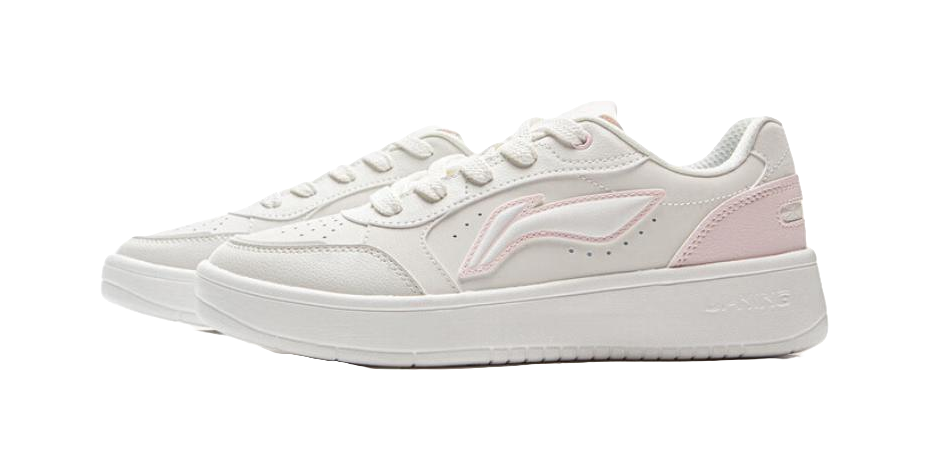 LiNing Yuanbao Pure Anti-Slip Wear-Resistant Low-Top Skateboard Shoes Women's White Pink 