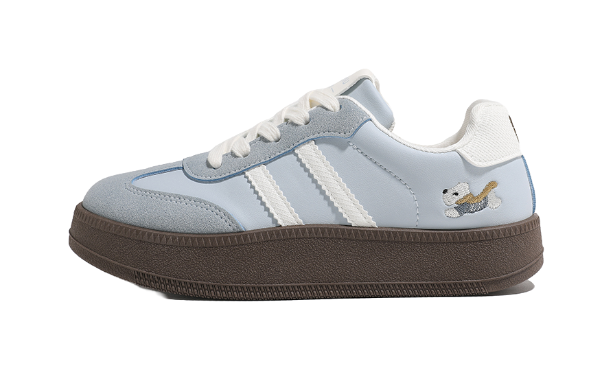 Global HUANQIU Cute Puppy Embroidery Trendy Versatile Plus Velvet Thickened Anti slip Breathable Wrapping Increased Warmth Low cut Life Casual Shoes Women's Blue